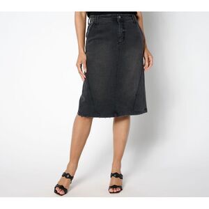 Turbie Twist Women's Petite Skirt 14P Knee Length Denim Black A658943